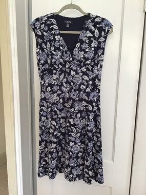 Chaps Navy & White Floral Dress